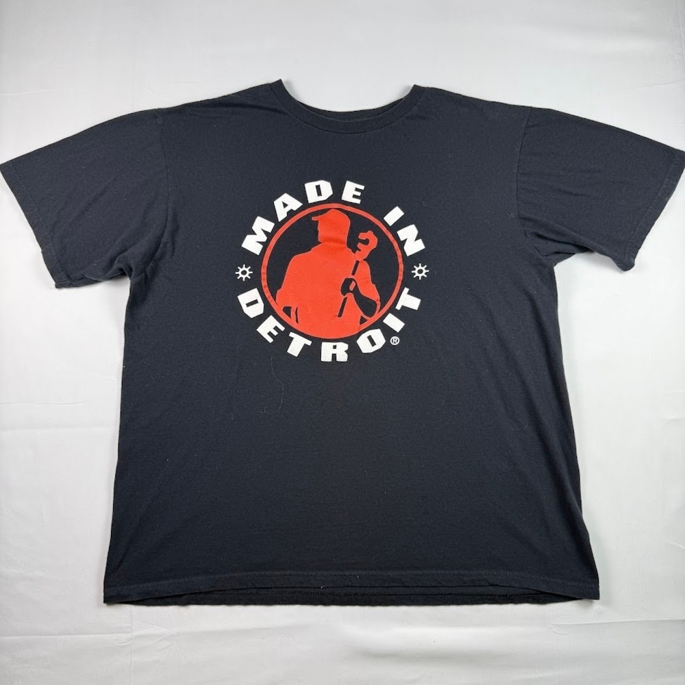 Made In Detroit Mens XL Black Graphic T-Shirt Short Sleeve Motor City Logo Tee